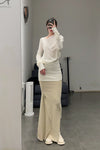 Marc le bihan long net eye skirt 2752 tilleul